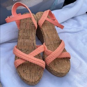 Peach colored wedges